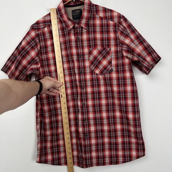 5.11 TACTICAL Men’s Size Medium Red Plaid Breaker Short Sleeve Snap Shirt - Picture 5 of 8